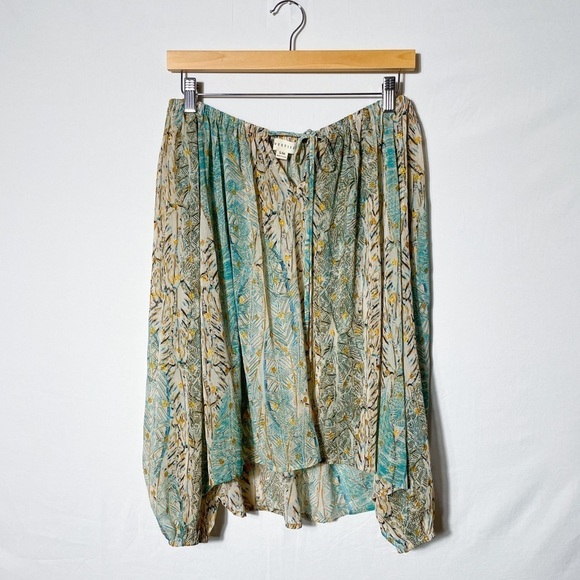 Love Stich S/M off the shoulder abstract print balloon sleeve top | boho, summer - Picture 1 of 9